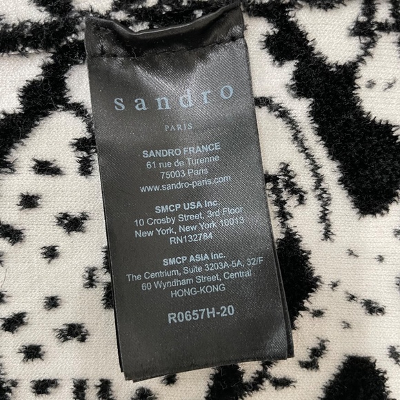 SANDRO {M} Mini Dress Black White Printed Geometric - Picture 7 of 7